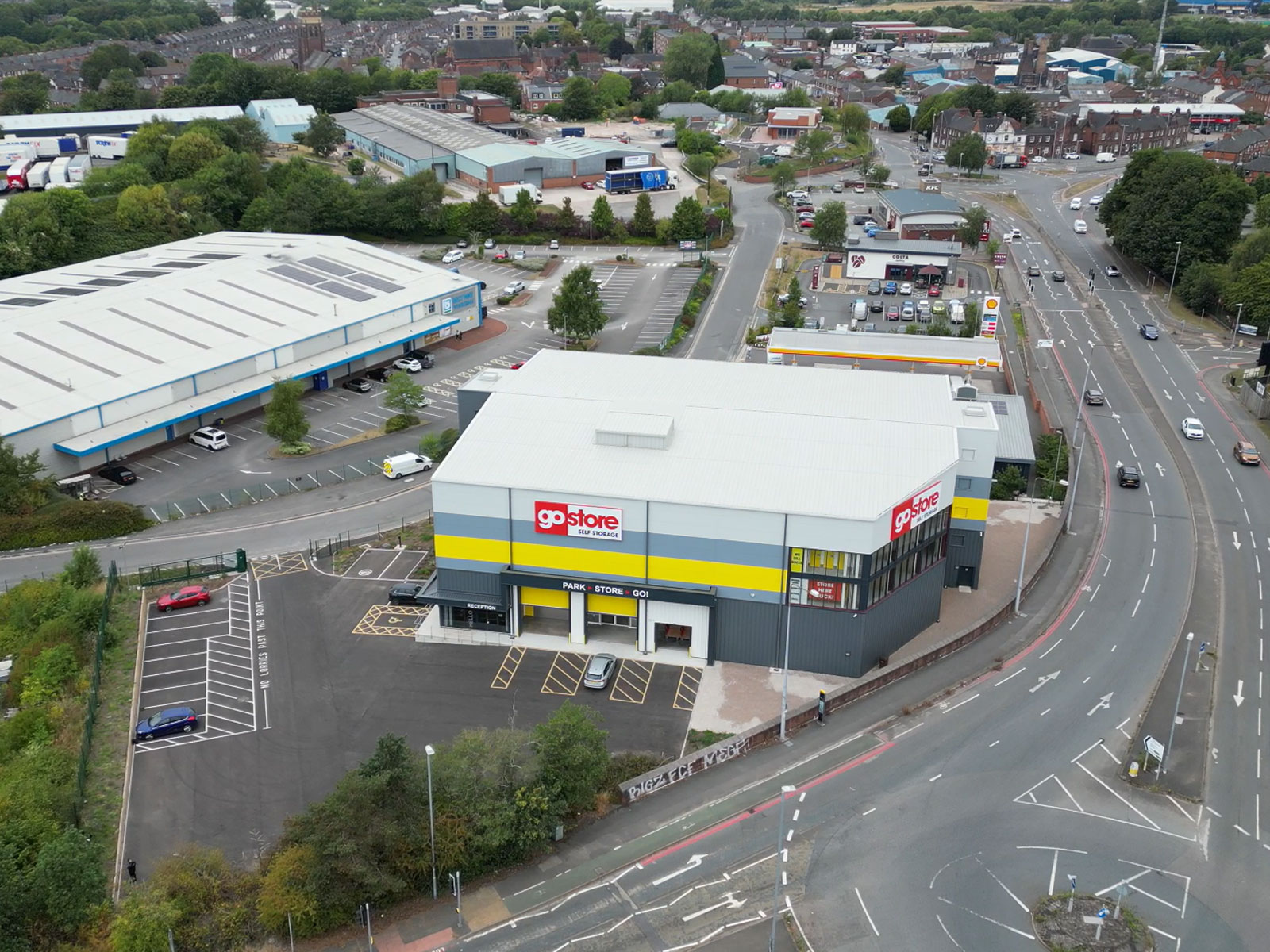 Overhead shot of GoStore building